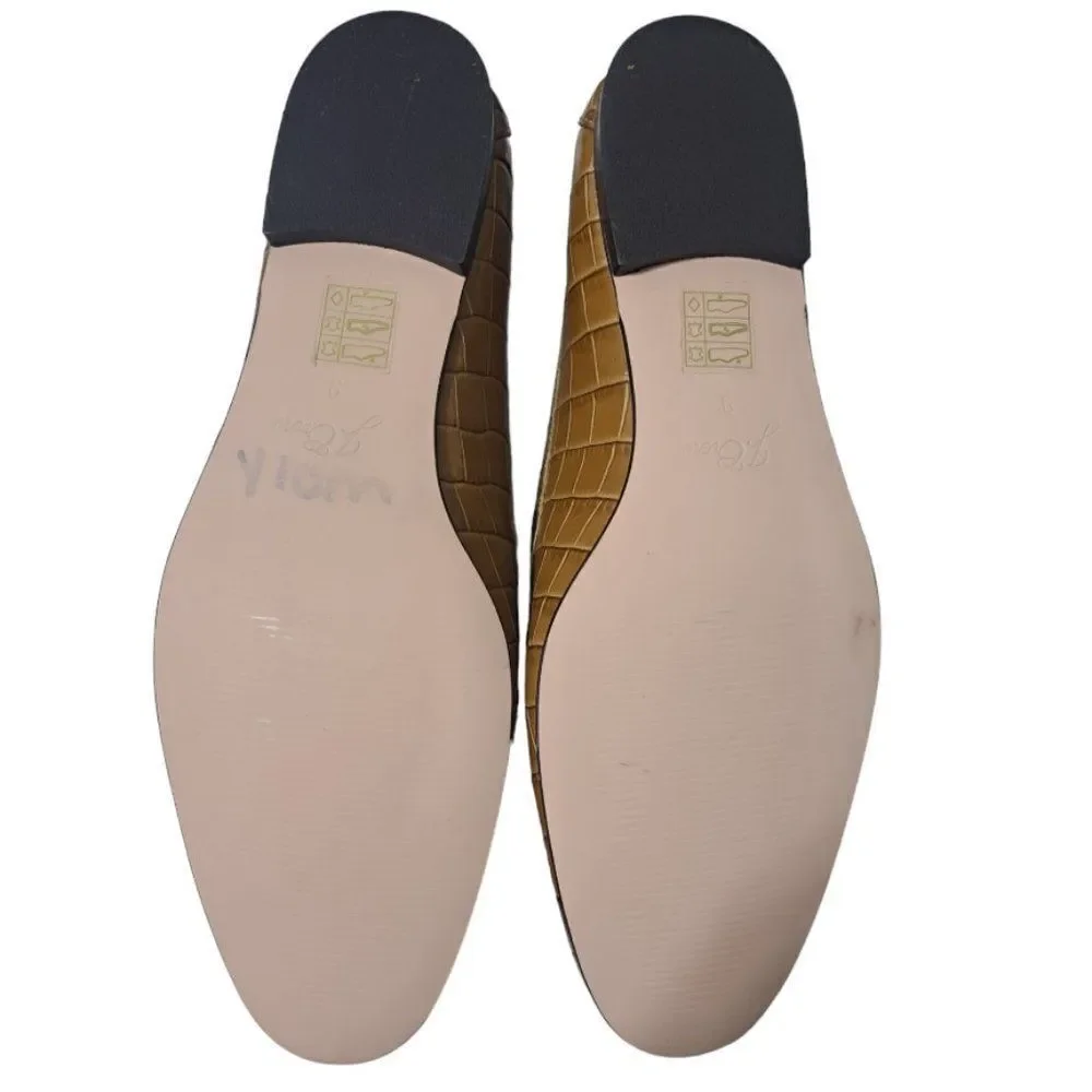 J.Crew Women's Croc Emboss Leather Loafers Caramel Tan Sz 9